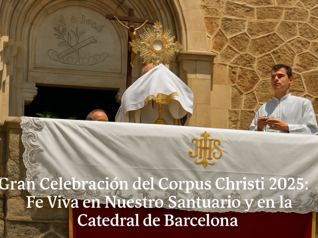 Gran celebración del Corpus Christi 2025. La custodia sale en procesión por la explanada del santuario