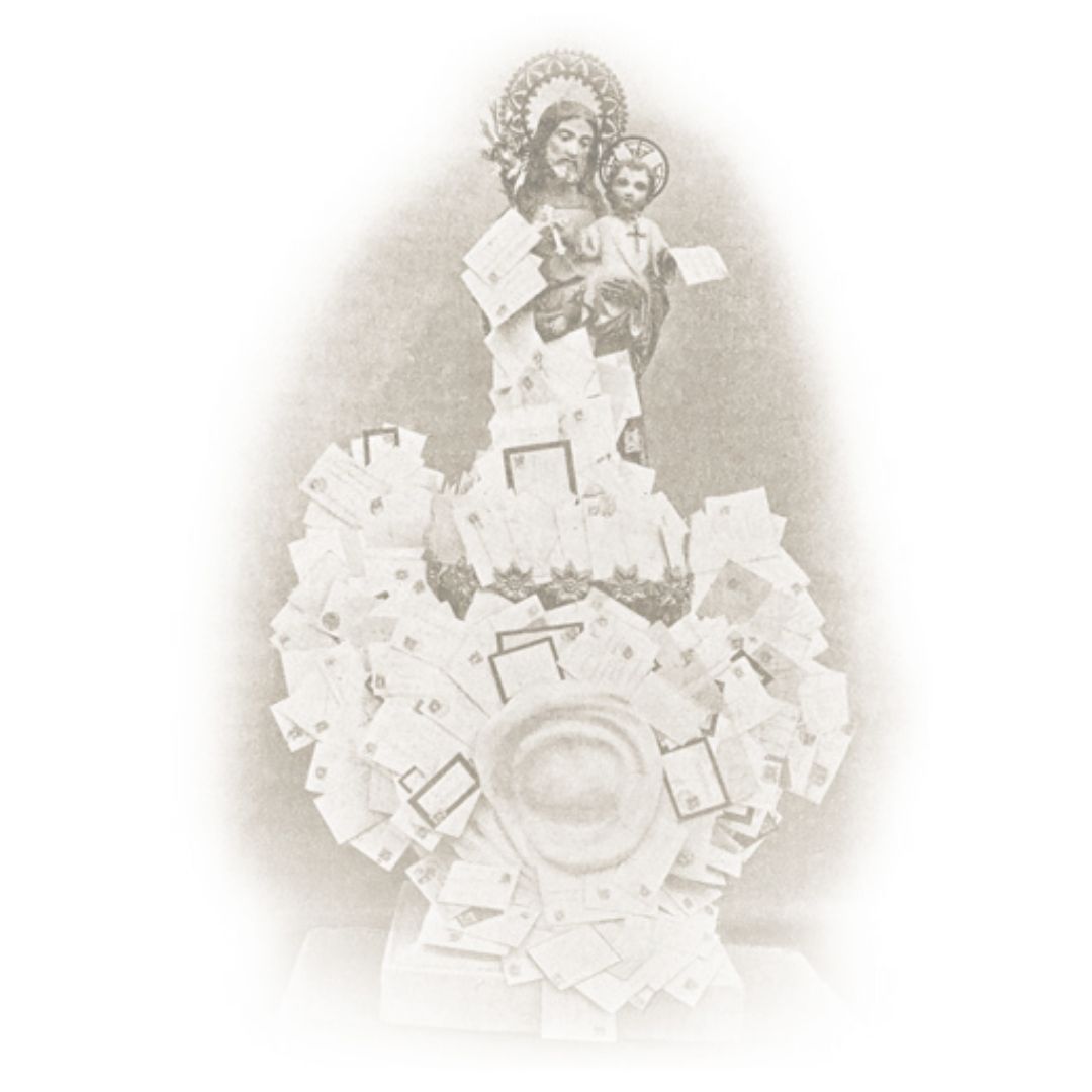 imagen antigua de San José con cartas
