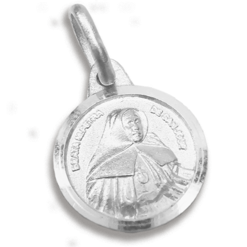 Medalla Madre Petra de plata con cenefa lisa