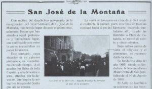 recorte de prensa de una revista de viajes de 1914 en la que se recomienda a los turistas visitar el Santuario San José de la Montaña