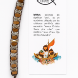 pulsera rosario con la palabra jesus y la imagen de san jose de al montaña junto a la explicación de la palabra jesus
