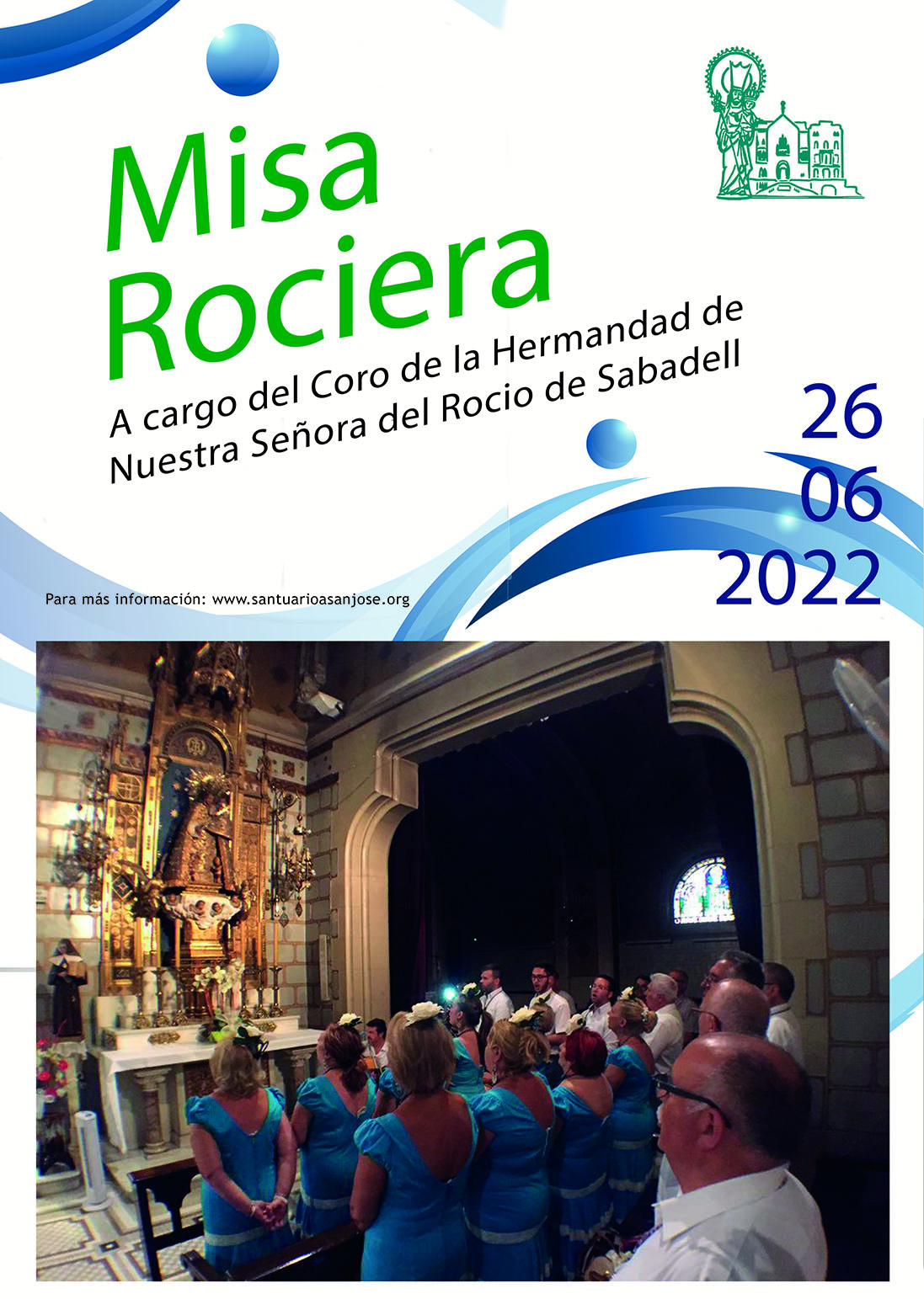 cartel anunciando la misa rociera de 2022