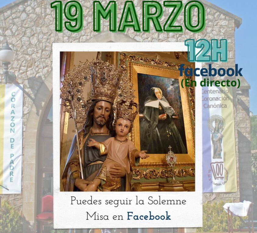 anuncio de la misa solemne de San José en directo por facebook.