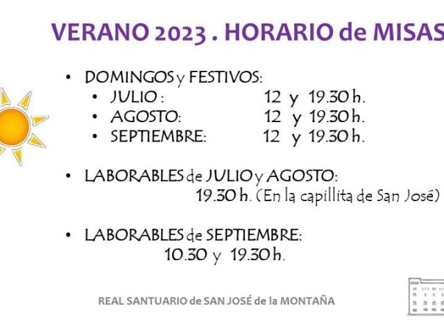 Horarios de verano de misas 2023