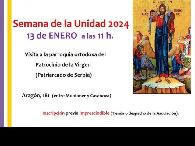 Cartel de anuncio de visita a la iglesia ortodoxa.