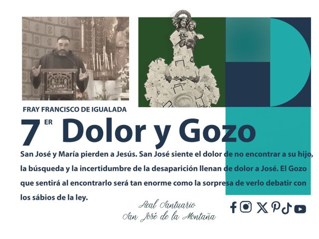 carátula del septimo dolor y goxo de san jose en 2024. foto de fray francisco de Igualada y de san jose de la montaña rodeado de cartas.