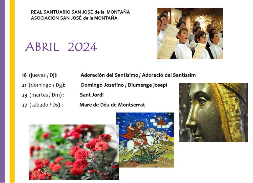 Eventos de abril 2024 en el real santuario san jose de la montaña