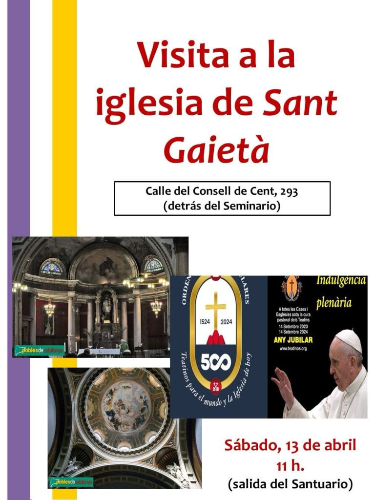 Cartel informativo de la salida a la iglesia de sant Gaietà en Barcelona para conseguir la Indulgencia Plenaria