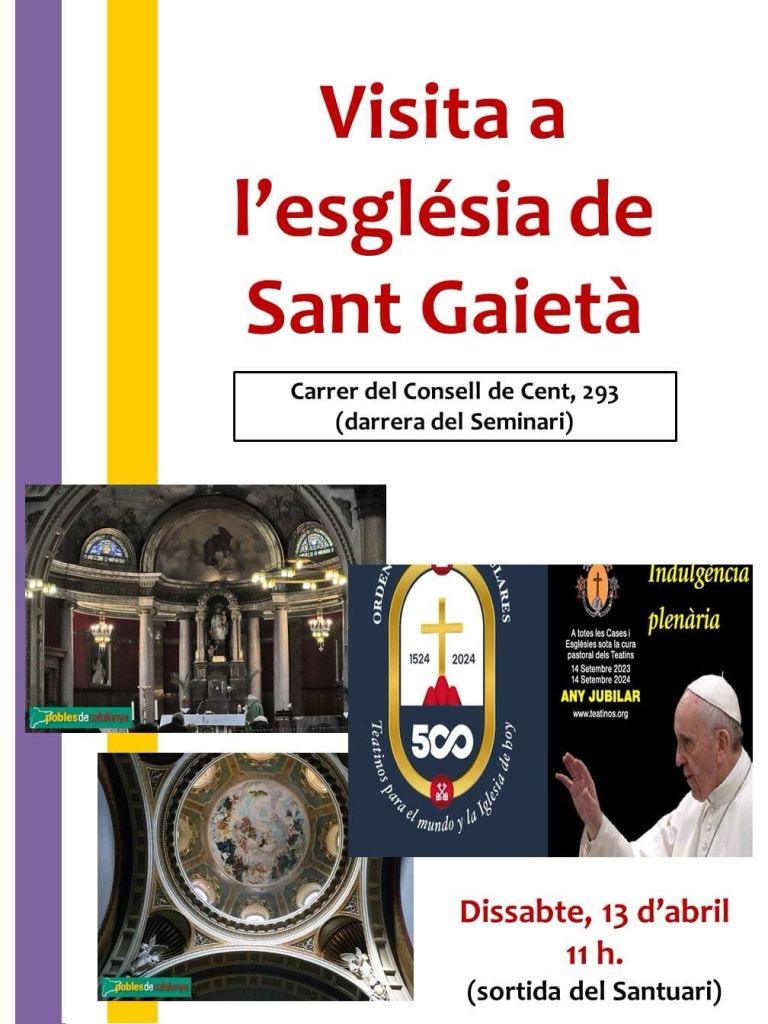 Cartell informatiu de la visita a l'esglesia de Sant Gaietà a Barcelona per obtenir al indulgencia plenaria