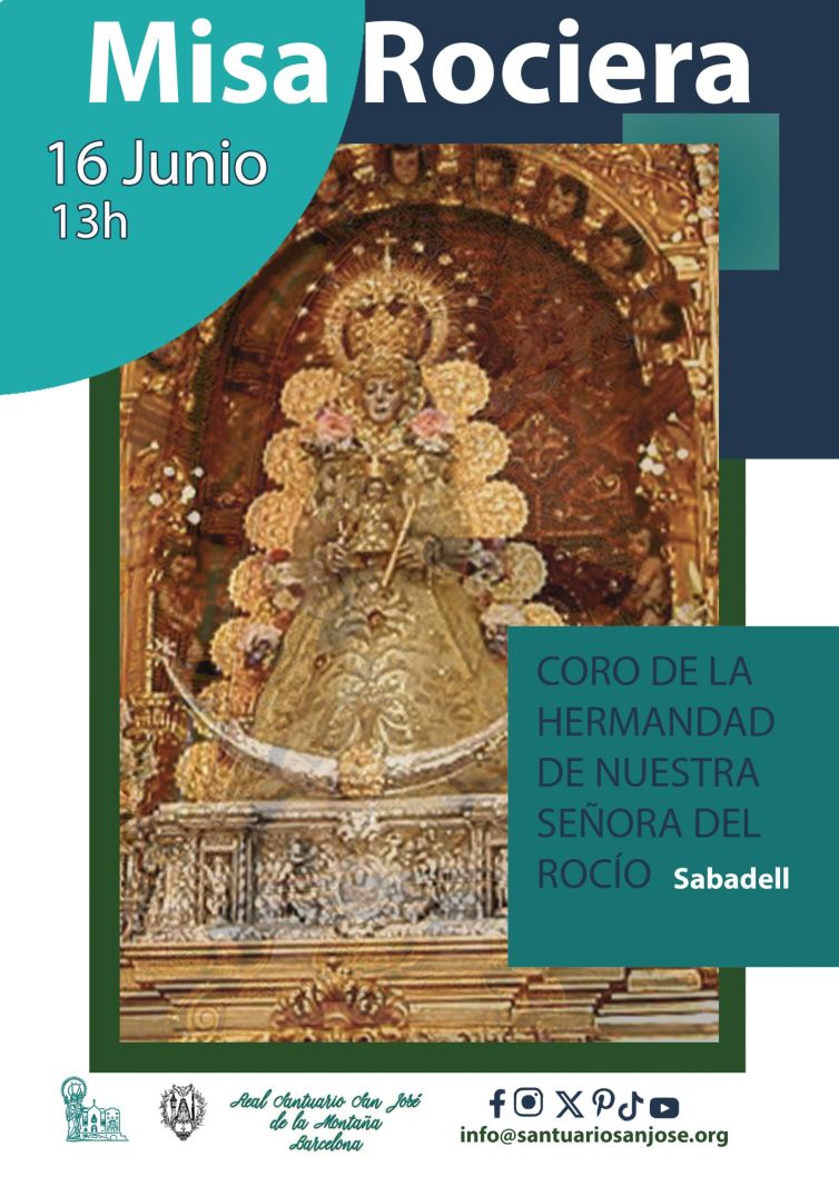 Cartel de la misa rociera en el santuario san jose de la montaña en barcelona 2024