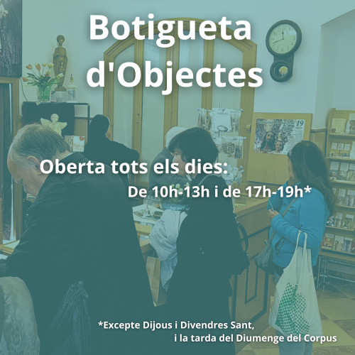 Horaris de la botigueta d'objectes, records i souvenirs del reial santuari sant josep de la montanya a Barcelona