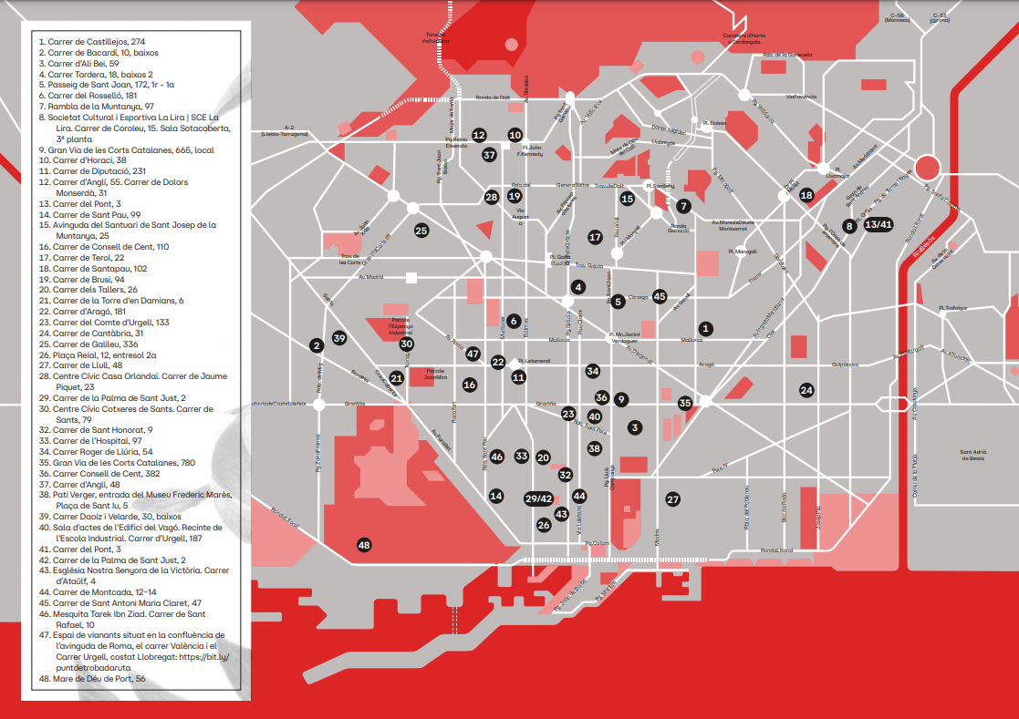 mapa amb localitzacions de la nit de les religions 2024