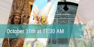Information board showing guided visit dates for August at the Sanctuary of Saint Joseph of the Mountain.
