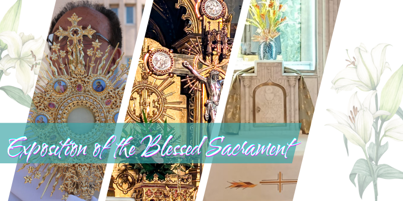 The monstrance and two tabernacles from the sanctuary are visible.