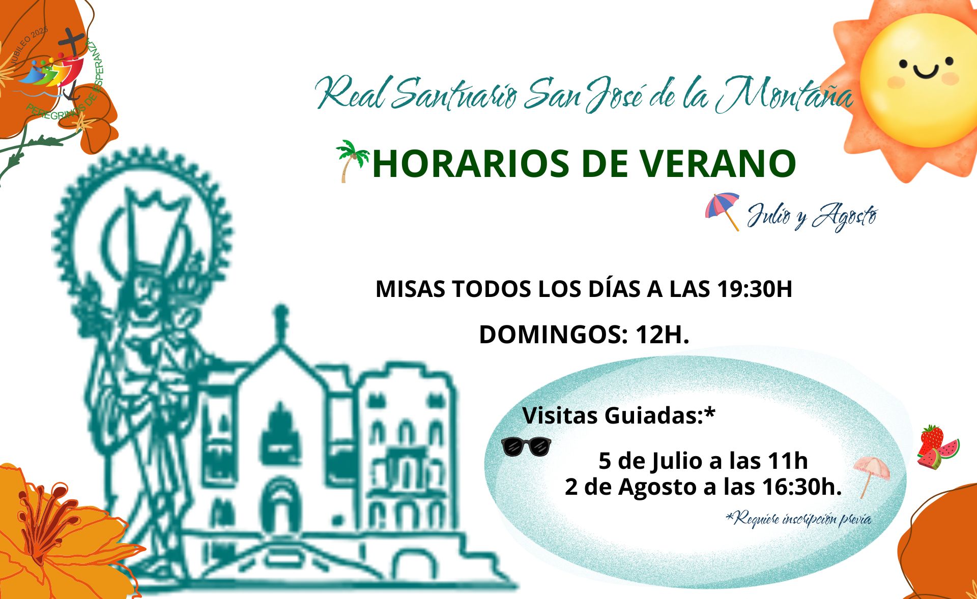 Horarios de misa de veranos y visitas guiadas al santuario