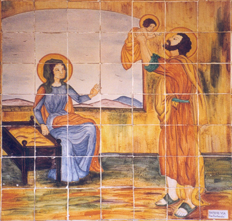 San José jugando con Jesús y María